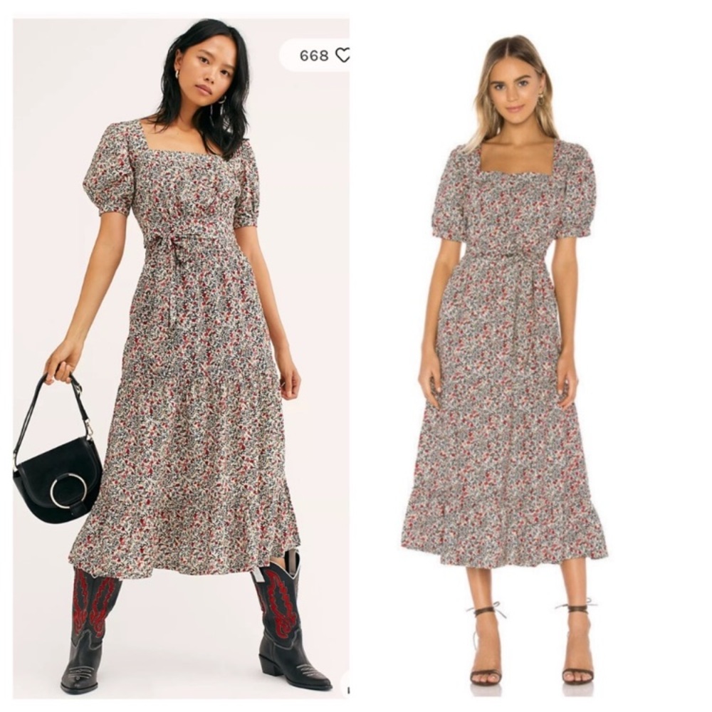 New Free People Heartlands Midi Dress Tea Color XS